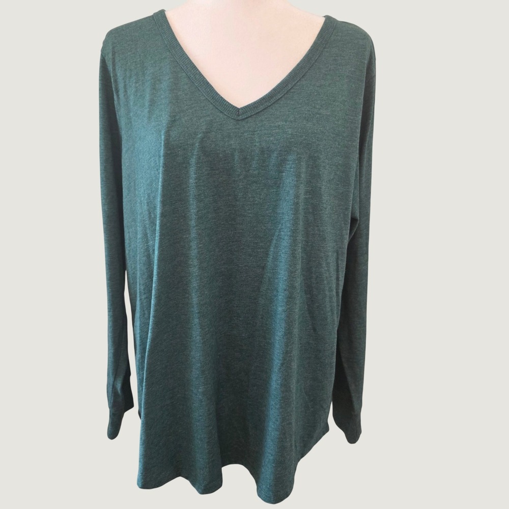 Torrid Long Sleeve Tee Classic Fit Green Heathered Casual Autumn Fall Plus 2XL
